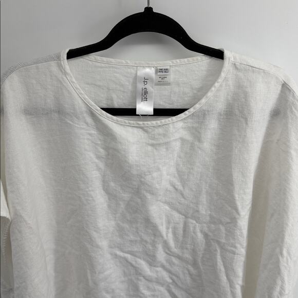 J.P. Elliot 100% linen lagenlook boxy wide neck sleeveless shark hem sz One Size - Picture 2 of 7
